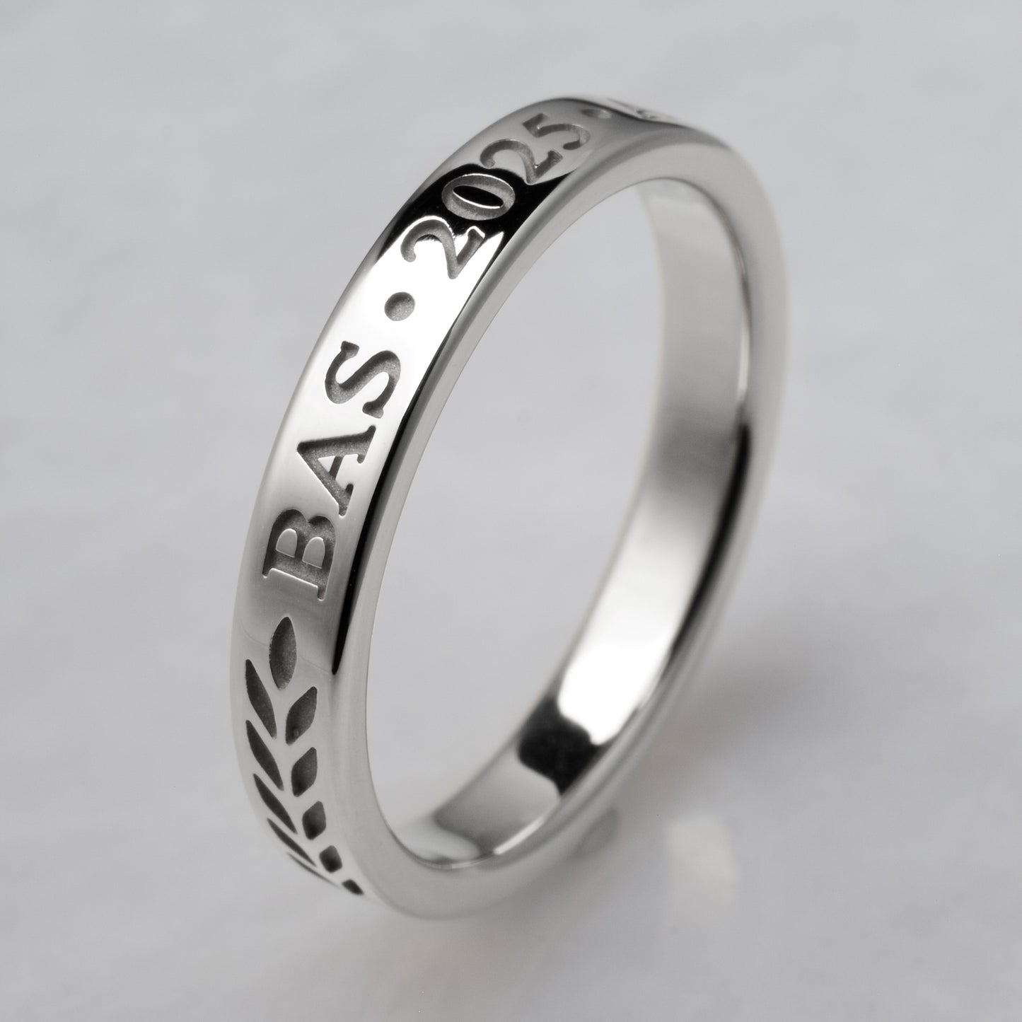 Graduation Ring - Engraved Style, White Gold