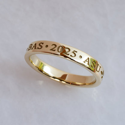 Graduation Ring - Engraved Style, Yellow Gold