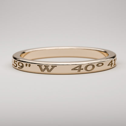 Custom coordinates ring in rose gold, 2mm wide