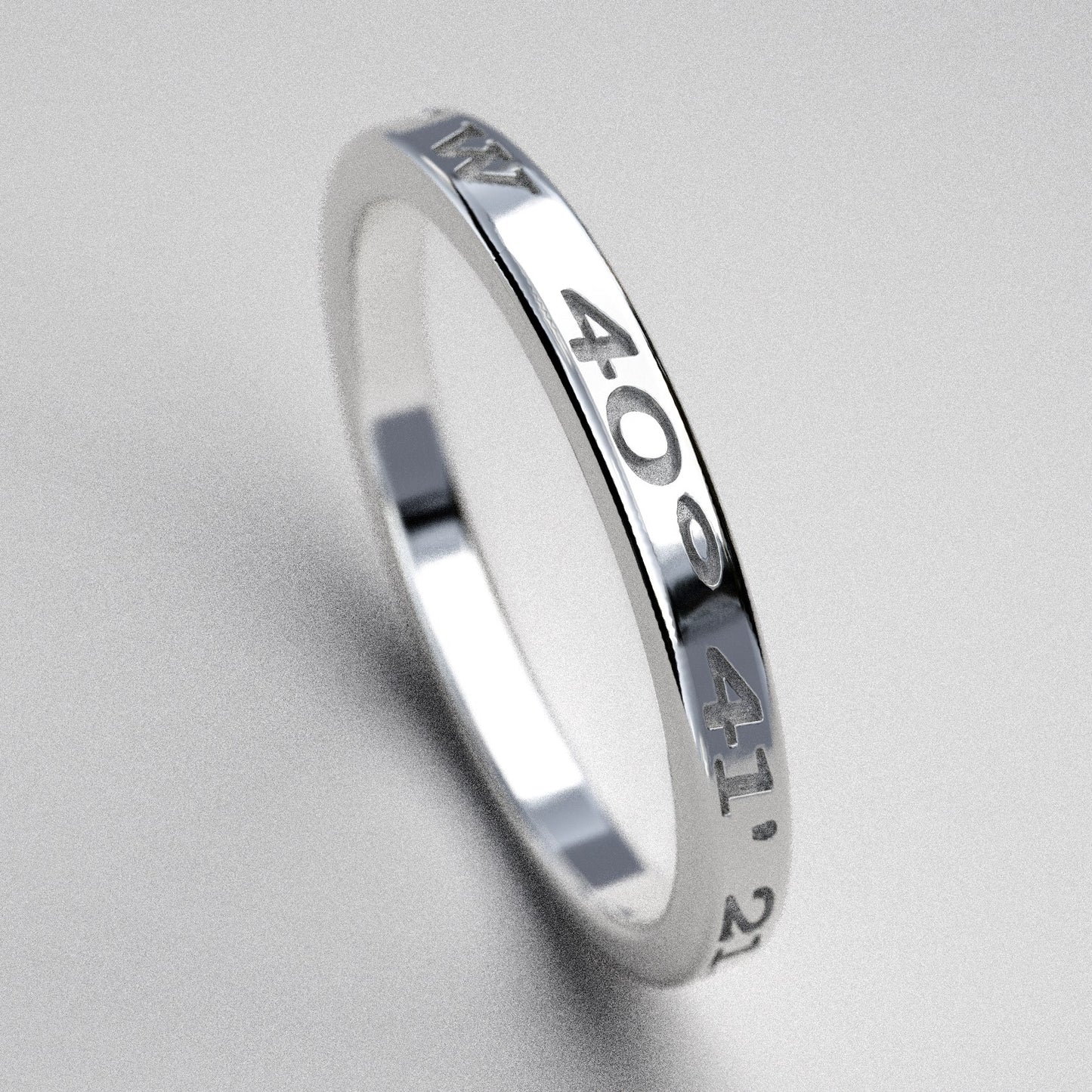 Custom Coordinates Ring, 2mm Wide