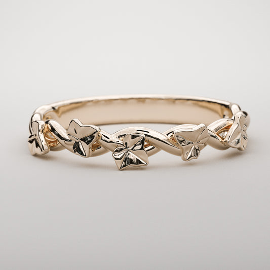 Celtic inspired ivy leaf ring in rose gold