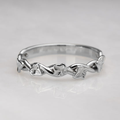 intertwined ivy vines ring in solid white gold