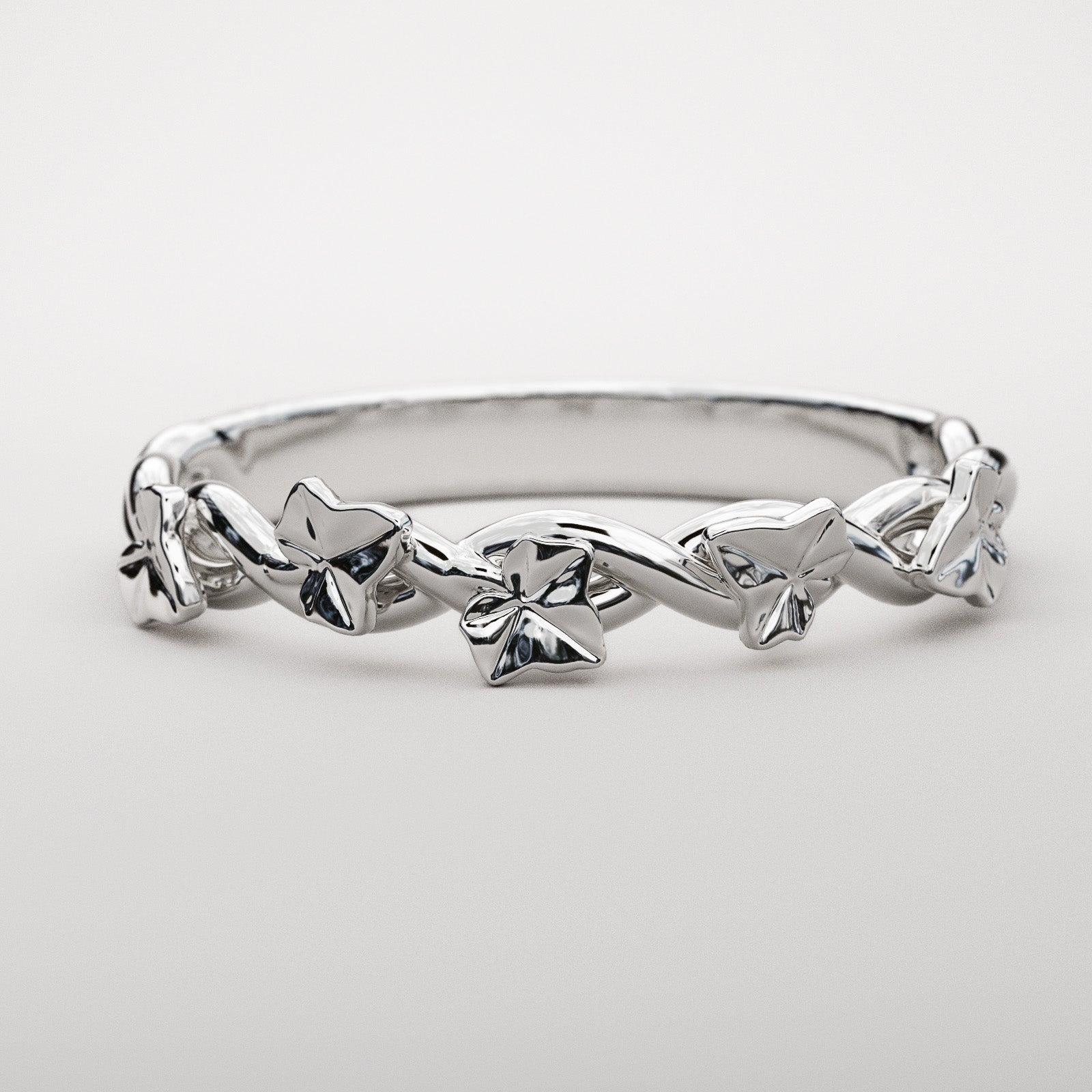 intertwined ivy vine ring in white gold