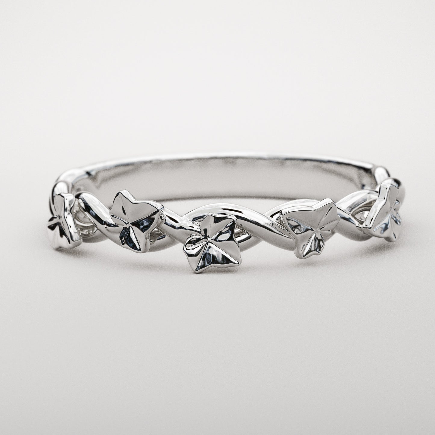 woven ivy ring in white gold