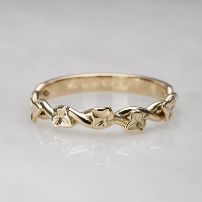 intertwined ivy vines ring in solid yellow gold