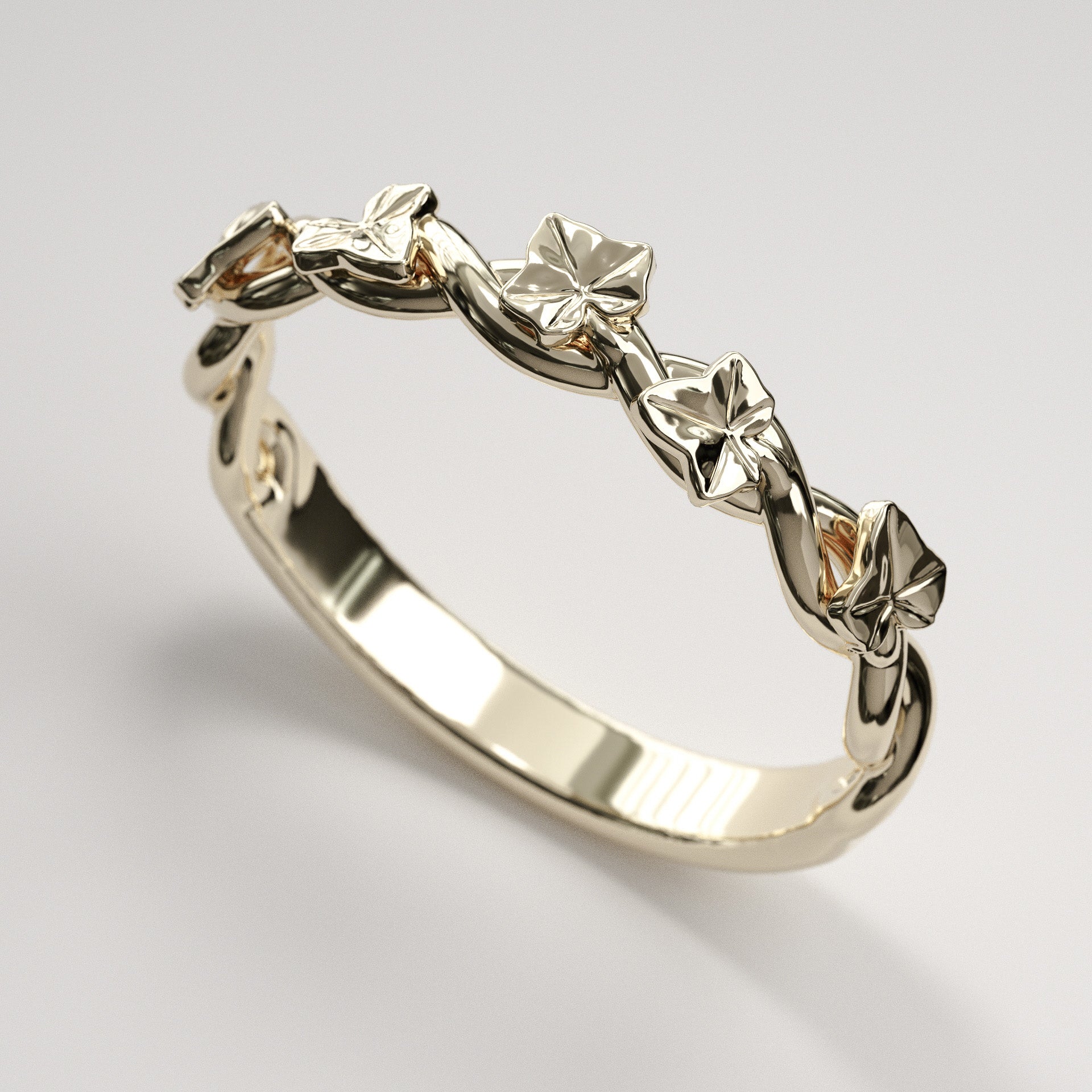 intertwined ivy vine ring in yellow gold