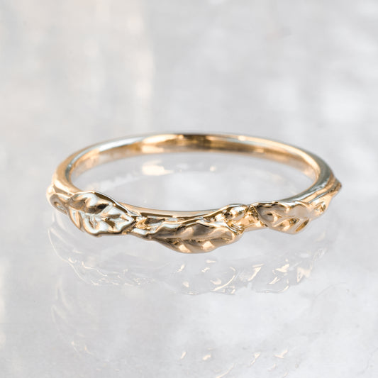 leaves and bud ring in rose gold