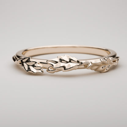 dainty leaf ring in rose gold