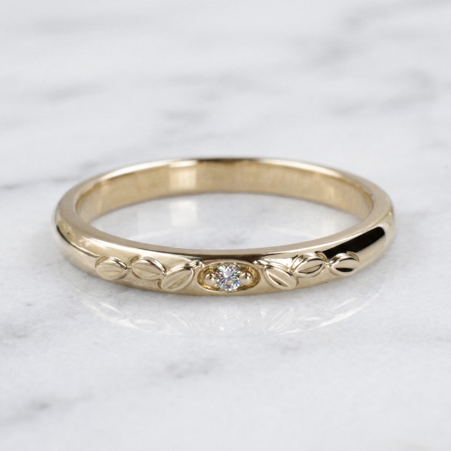Leaves and Diamond Domed Ring