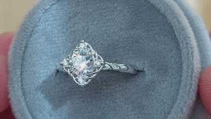 Woven Gold Strand Halo with Round Charles and Colvard Moissanite - ENTRELACÉE