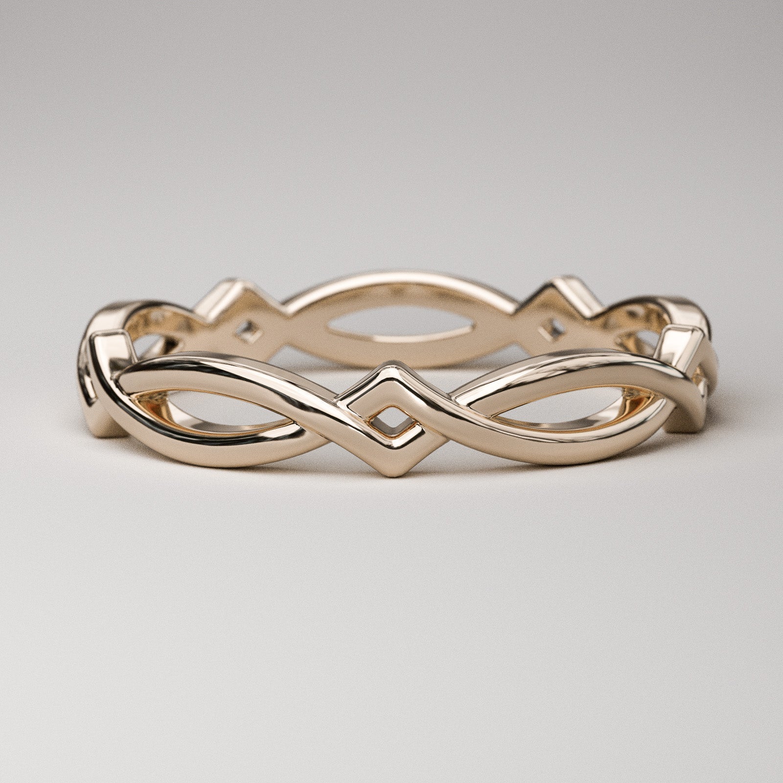 Woven gold band - A Celtic ring in solid rose gold