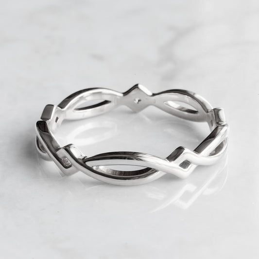 simple Celtic band in white gold