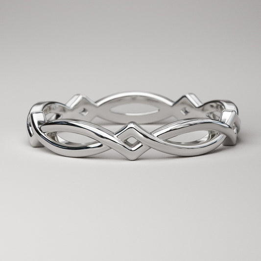 Woven gold band - A Celtic inspired ring in white gold