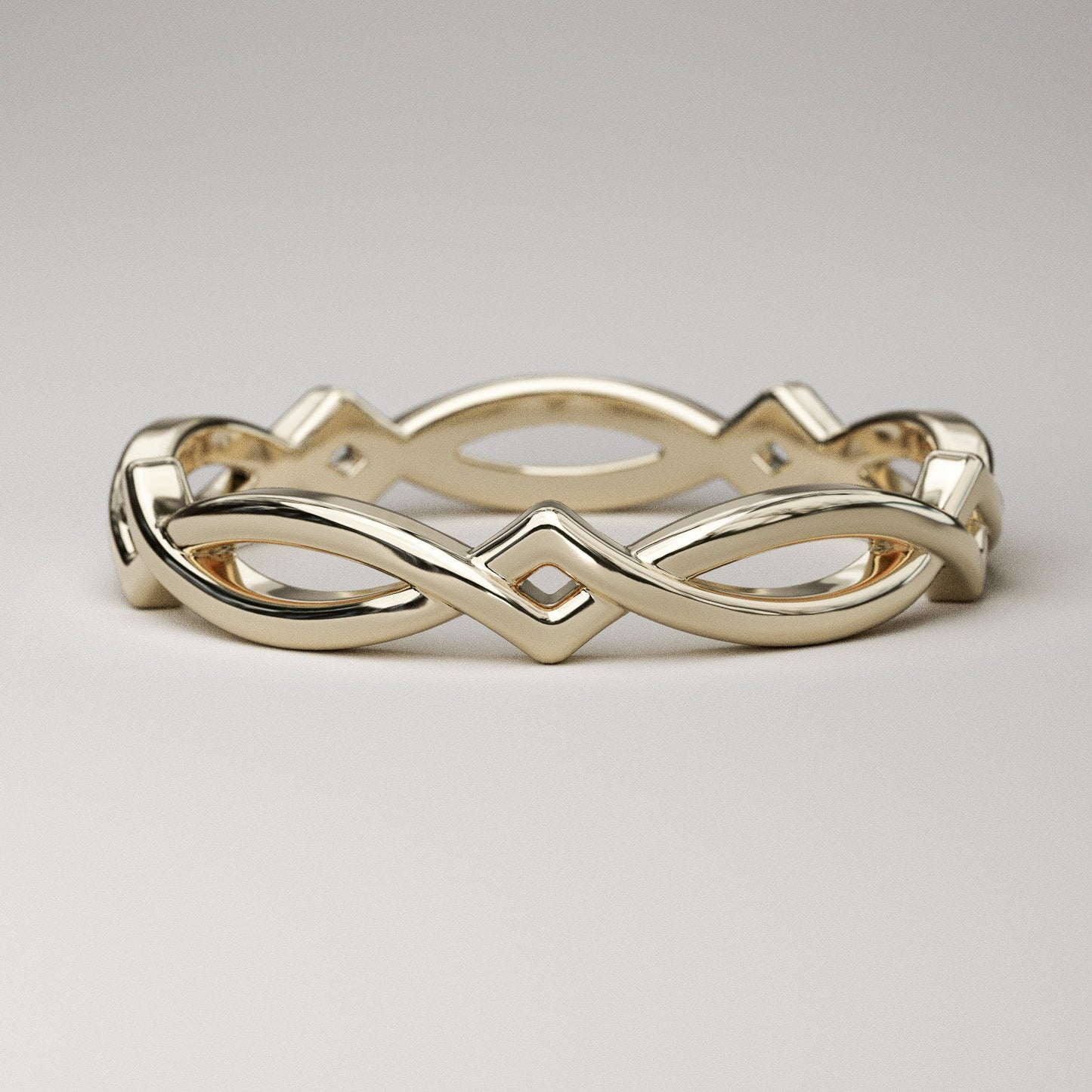 Woven gold band - A Celtic ring in solid yellow gold