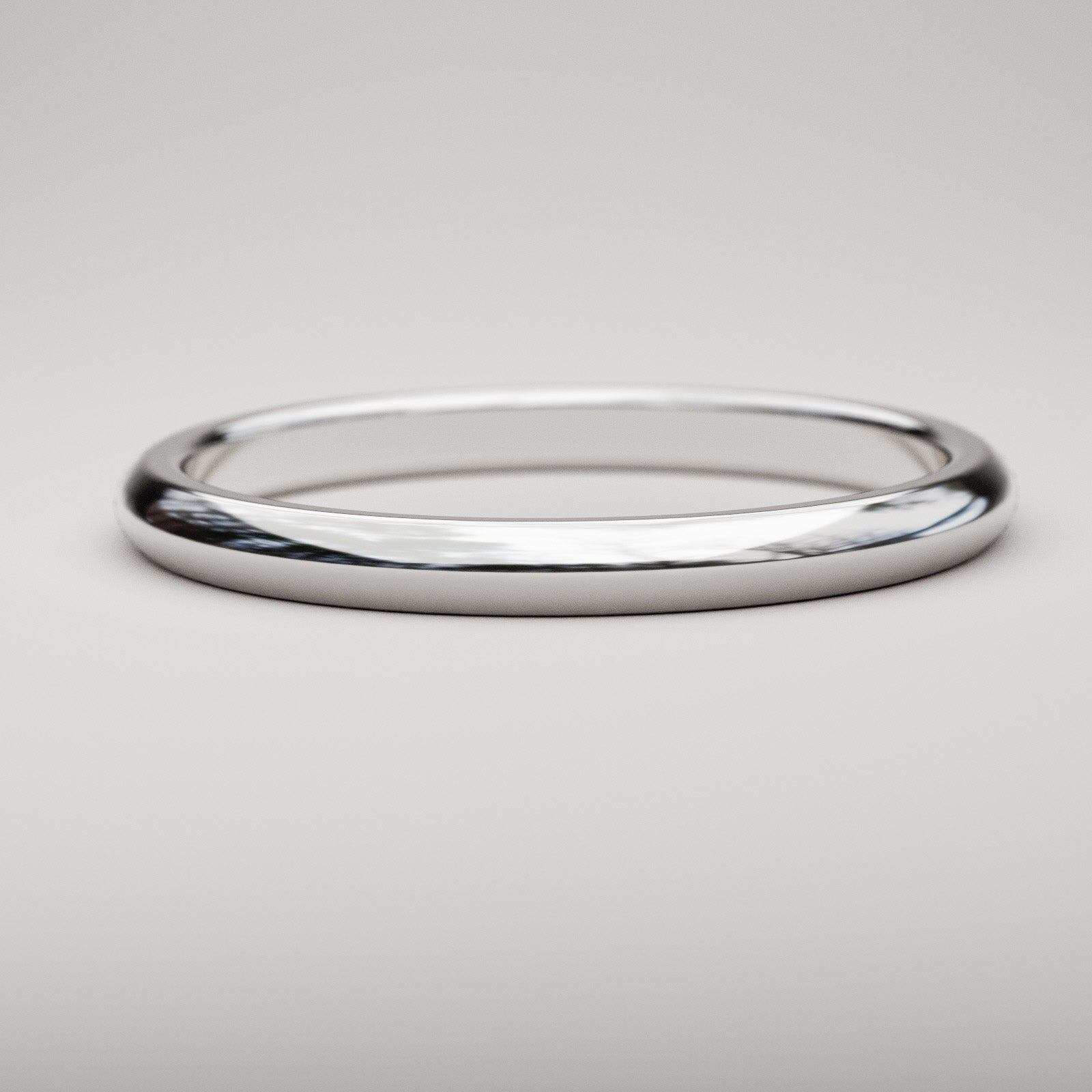 traditional 2mm wide wedding band in white gold