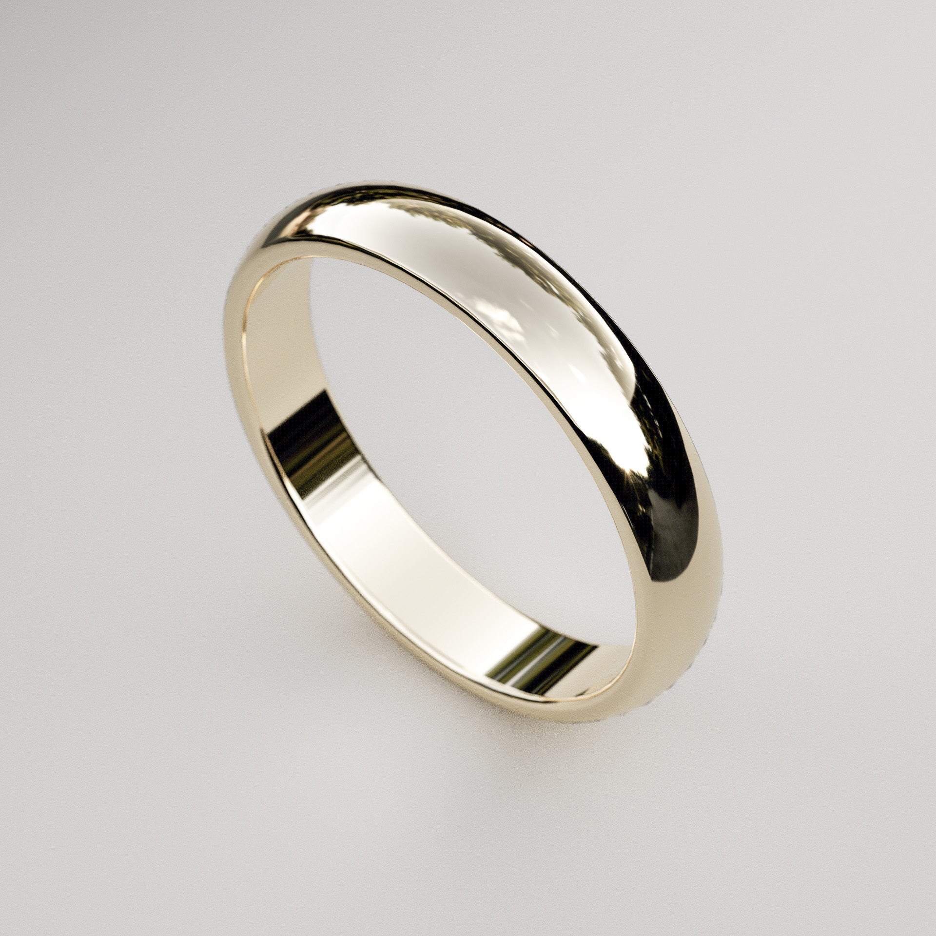 simple 4mm wide wedding band in yellow gold