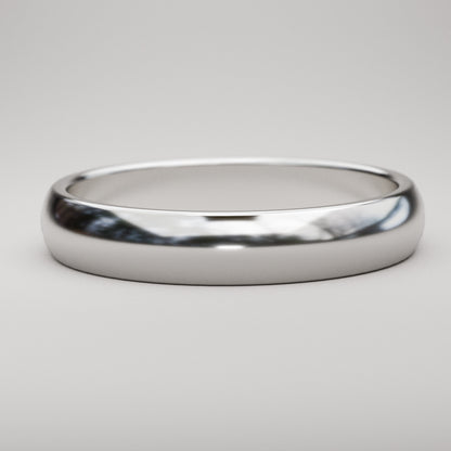simple 4mm wide wedding band in white gold