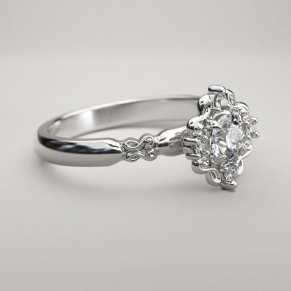 Sculpted Halo and Round Diamond Ring - LA TAILLÉE